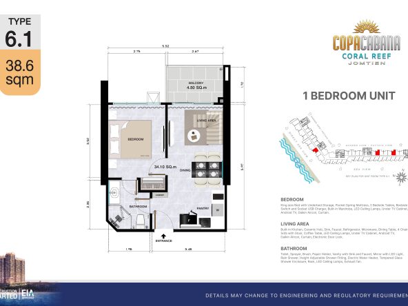 Квартира _1 спальня_38,6м2_Copacabana 2 - Coral Reef