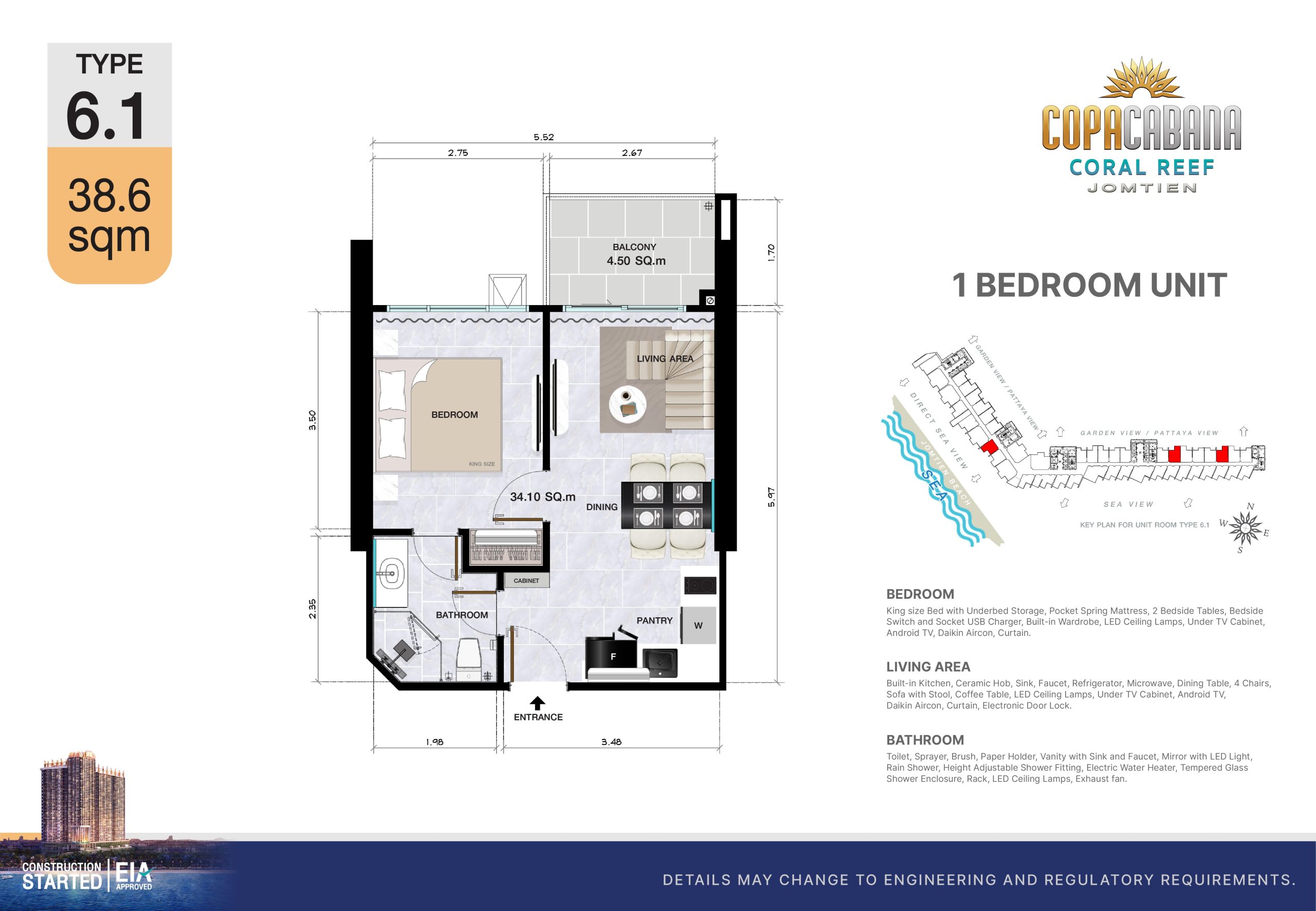 Квартира _1 спальня_38,6м2_Copacabana 2 - Coral Reef