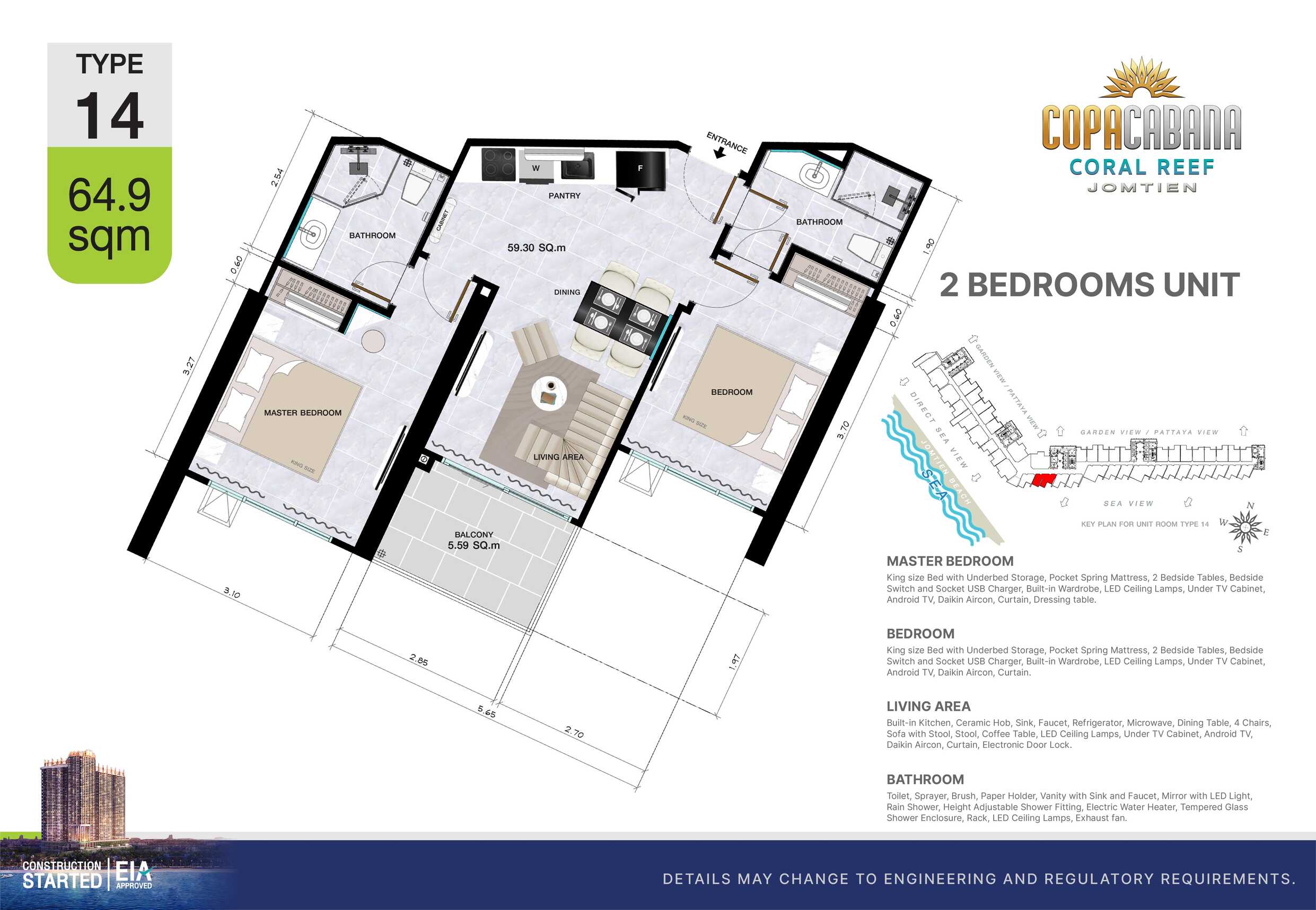 Квартира _2 спальни_64,9м2_Copacabana 2 - Coral Reef_4