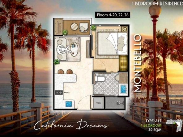 Квартира _1 спальня_30м2_Riviera Santa Monica