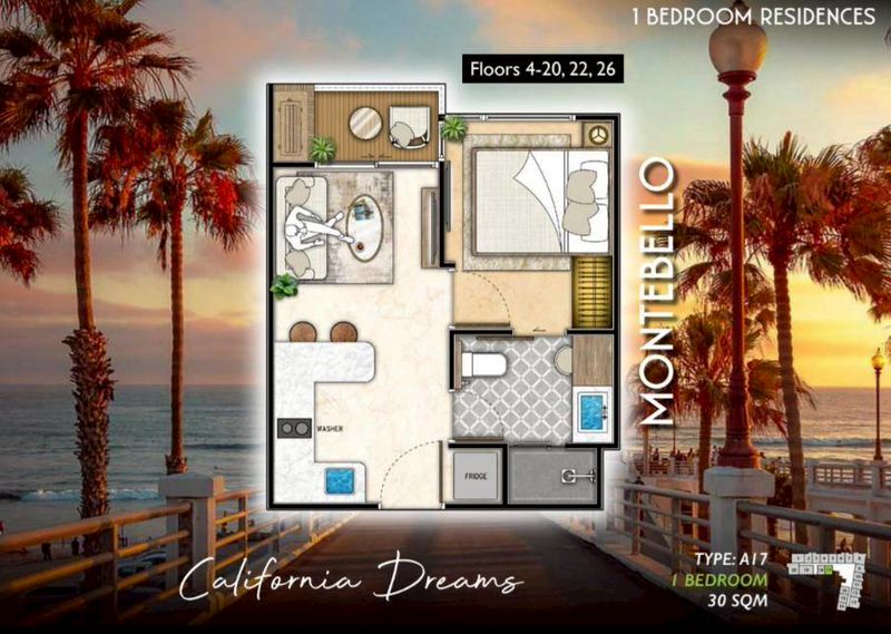 Квартира _1 спальня_30м2_Riviera Santa Monica