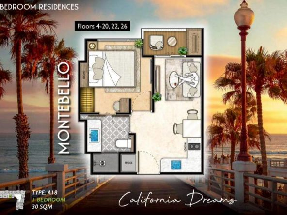 Квартира _1 спальня_30м2_Riviera Santa Monica_1