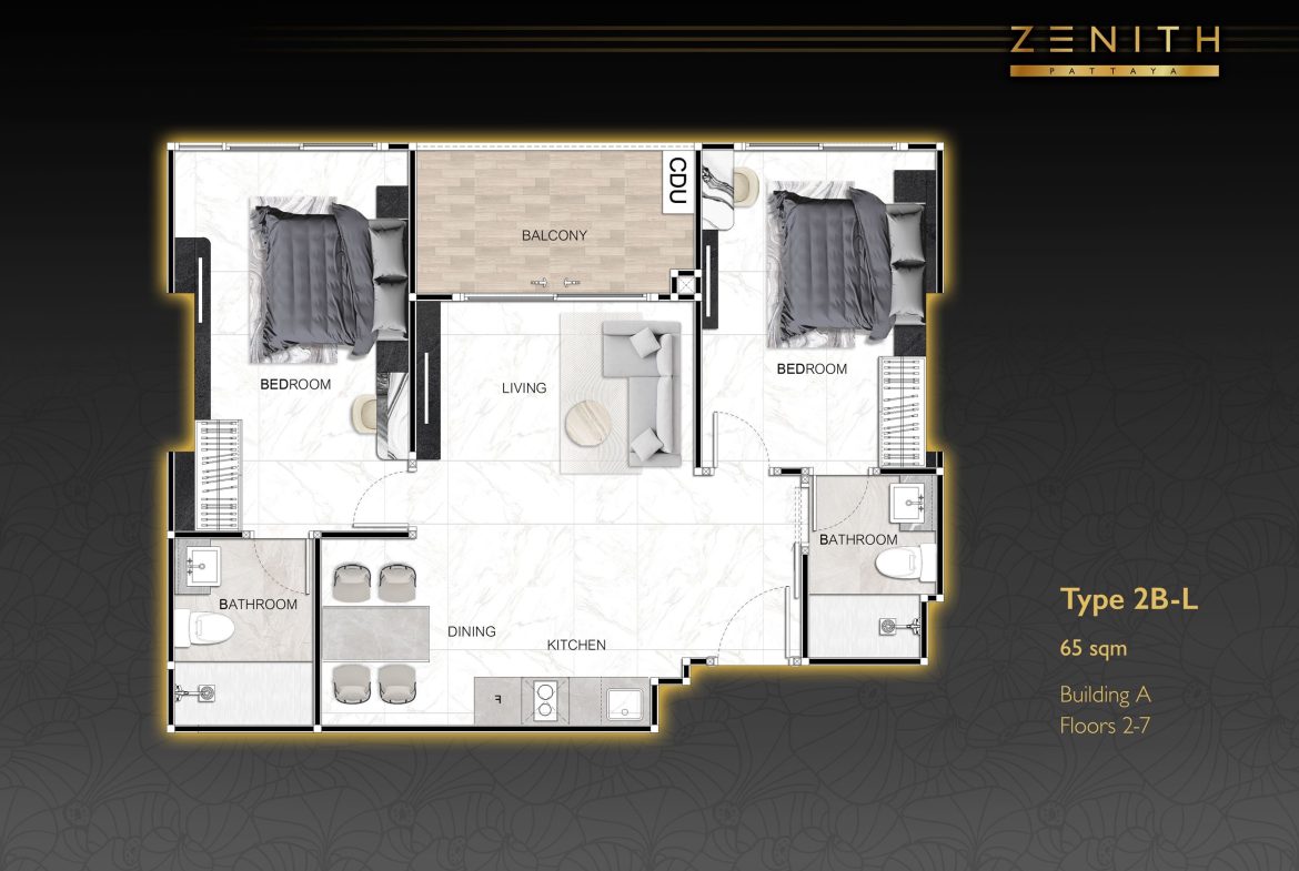 Квартира _2 спальни_65м2_Zenith Pattaya_4